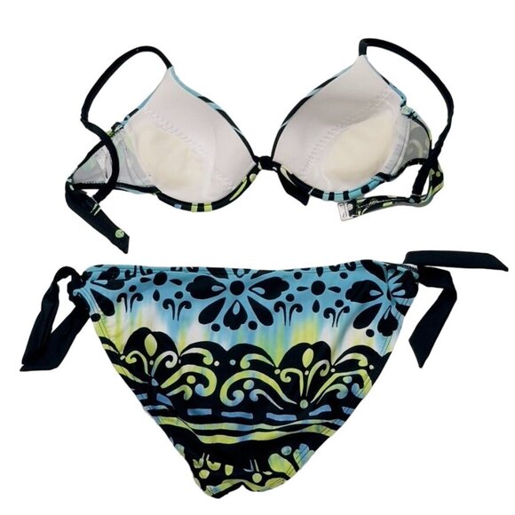 OCEAN DREAM COLLECTION Women's Nylon 2 Piece Blue Green Built-In Bra Size 14 - Picture 5 of 10